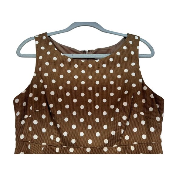 Dressbarn Polka Dot Sleeveless Dress Size 8 Brown & White - Picture 7 of 11